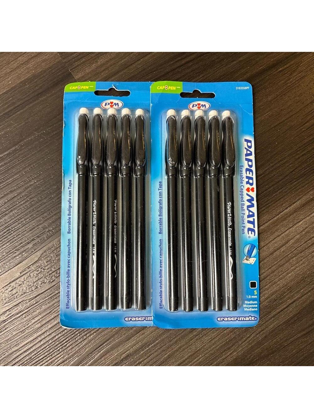 Vintage 2005 NOS Paper Mate Eraser Mate Black Ballpoint Pens in Original Package